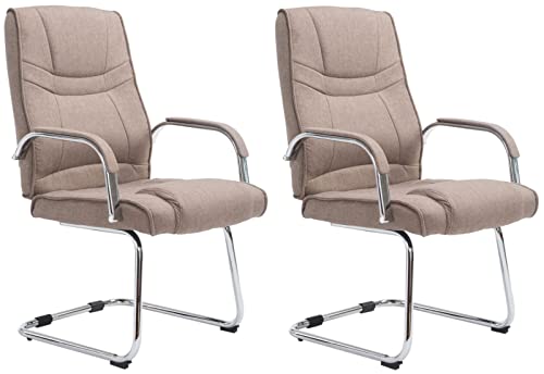 CLP 2er Set Freischwinger Attila Mit Metallgestell & Armlehne I Bürostühle Mit Stoffbezug, Polsterung & 180 KG Belastbar, Farbe:Taupe