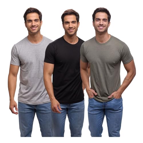 La Mejor Lista de Playera Cuello Redondo - los preferidos. 44 Alfani - 3 Pack Playera para Hombre Primuim Básica, Cuello Redondo, Manga Corta-Militar/Gris/NGO-M