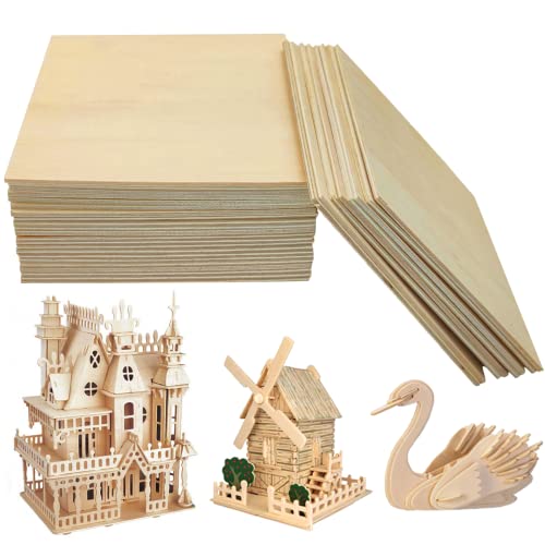 OWLKELA 20pcs Tilo Tablero, 100*100*2mm-Hojas de Madera Manualidades - Recortes de Madera para Manualidades, Ideal para Proyectos de Láser, Artes y Manualidades, Grabado en Madera Cover