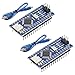LUIRSAY 2Pcs Nano V3.0 Board ATmega328P/CH340G Chip Microcontroller Kit Compatible with Arduino IDE/PWM/SPI 5V 16M(USB C Port with 2Pcs USB Cable)