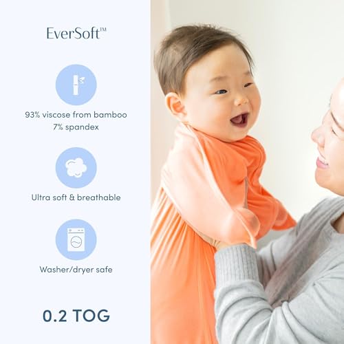 Image of SleepingBaby Bamboo Zipadee-Zip Transition Swaddle - EverSoft Starfish Design Breathable Wearable Blanket with Two-Way Zipper, X-Small (3-6 months), Peach Fuzz