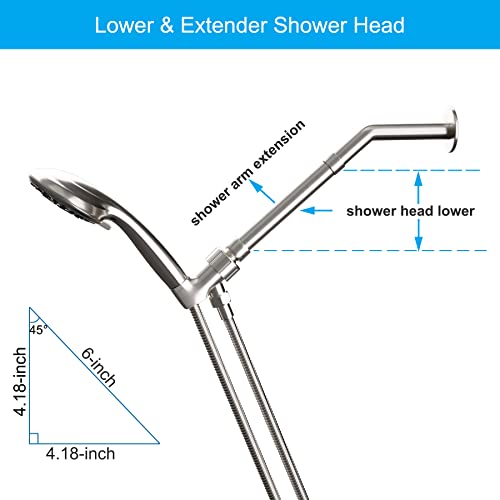 Hibbent All Metal 2 Pack 6 Inch Shower Head Extension Arm, Solid Brass Shower Arm Extension Shower Head Extender, Water Outlet Lowers Existing Shower Head-Lower Shower Head, Brushed Nickel #TOP3