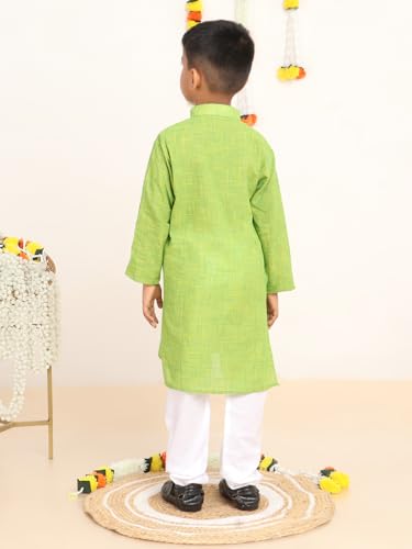 Image of BABA AND BABY Boy's Cotton Kurta Pyjama Set