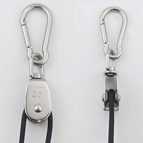 Image of TooTaci 2pcs M25 Crane Pulley Block, Heavy Duty Pulley System for Lifting, 304 Stainless Steel Swivel Hook Single Pulley Wheel with 20M(6mm) Nylon Rope & 2pcs Spring Snap Hook | Heavy Duty Swivel Hook Single Pulley Wheel with 20M(6mm) Nylon Rope & 2pcs Spring Snap Hook
