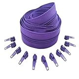 GCYEIDMA Cremalleras para Coser Rollos de Cremalleras de Nailon de 1/2/3/5/10 Metros de Largo con Deslizador de Cremallera for Accesorios de Costura a Medida(Deep Purple,5 Meter 10 Slider)