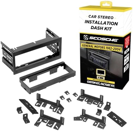 Scosche GM1500B Single DIN Radio Dash Kit with Universal Brackets and Snap-in Extension Compatible with Select 1982-04 GM Vehicles - Stereo Install Kit - See Fit Guide in Images to Verify Your Vehicle