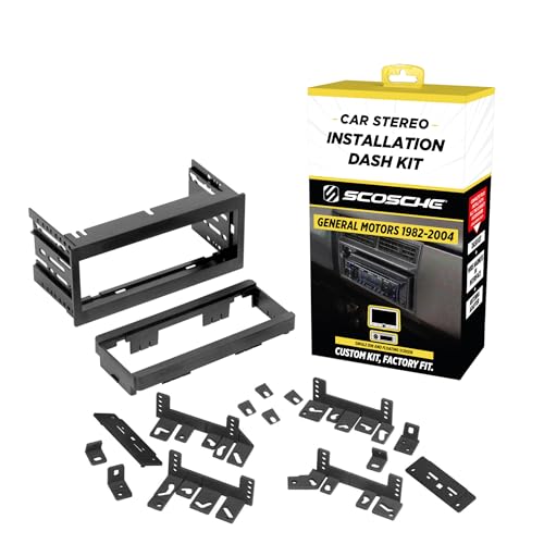 Scosche GM1500B Single DIN Radio Dash Kit with Universal Brackets and Snap-in Extension Compatible with Select 1982-04 GM Vehicles - Stereo Install Kit - See Fit Guide in Images to Verify Your Vehicle