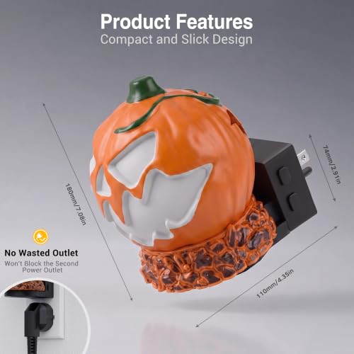 Image of JandCase Halloween Night Light, RGB Color Night Lights Plug into Wall | Cute & Funny Pumpkin Projector Night Light for Kid, with Dynamic RGB Running\Jumping Light for Halloween Party Decor