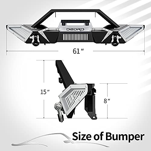 Image of OEDRO Front Bumper Compatible with 2018-2024 Jeep Wrangler JL & Unlimited JLU (2 /4 Doors) 2020-2024 Gladiator JT, Full Width Off Road Bumper w /D-Rings & Winch Plate Mounting & Paintable Armor