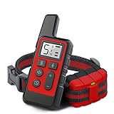 GLEMEB Remote Dog Training Shock Collar Rechargeable Aim in Pet Dog Behaviour Better Trainer Waterproof Dog Training Collar with LCD Display(Black/Red) (Red)