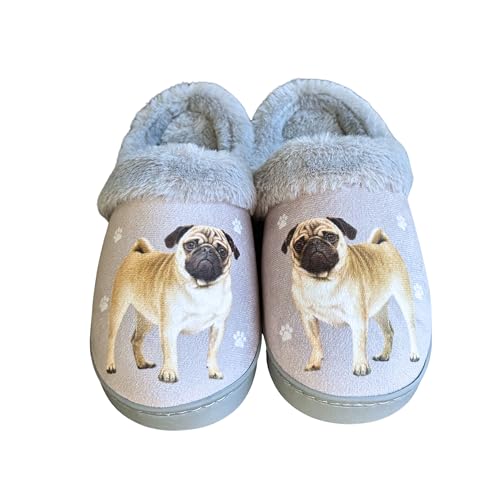 E&S Pets Snugg Slippers for Pet Lovers - Memory Foam House Slippers for Women - Plush Faux Fur Lining - Non-Slip Sole - 32 Dog and Cat Breeds