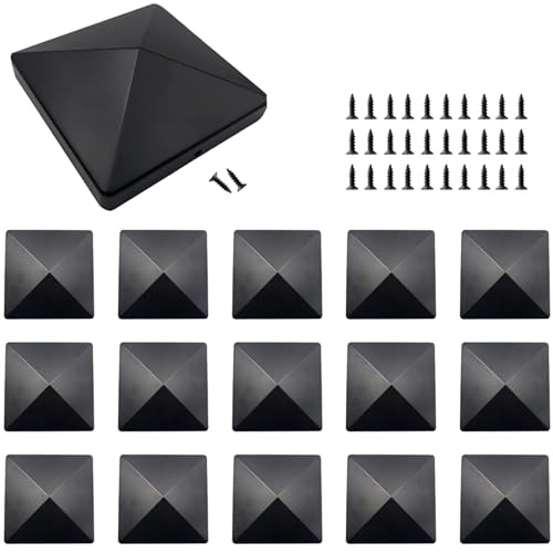 16 Pieces Fence Post Caps 4 inch Square Column Cap Fence Caps Caps for Wooden Posts Fence Post Caps Fence Cap Fence Post Caps Black for Fences Posts Railings Steel Pipes