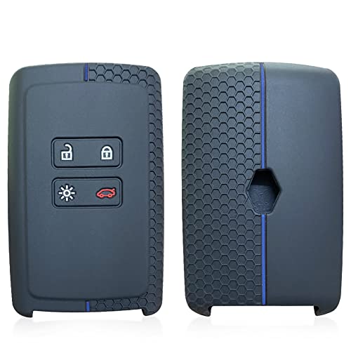 Otayee Étui à Clés de Voiture en Silicone Couverture Convient pour Renault Captur Megane Talisman Espace Clio Zoe Koleos Scenic 4 Arkana Dacia Sandero (Noir A)