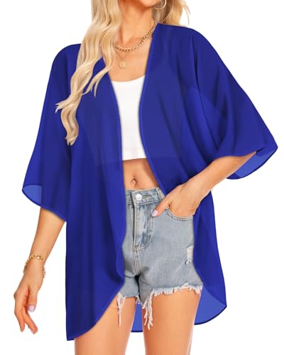 Image of Women Kimono Cardigans Casual Summer Tops Cover up Open Front Floral Print Resort Wear 2026