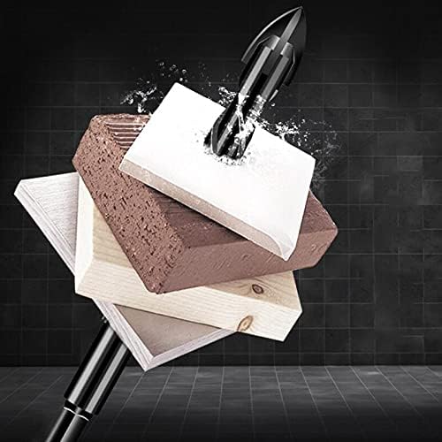 Drill Bits For Cross Hex Tile Drill Bit Glass Ceramic Concrete Hole Opener 1/4Inch Hex Shank Drill Bit 3/4/5/6/8/10/12Mm Tile Tool - (Color: Black)