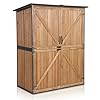 Outdoor Storage Shed with Floor Waterproof Natural Fir Cabinet with Adjustable Shelves and Double Lock for Anti Theft Suitable for Storing Garden Tools and Household Debris Brown