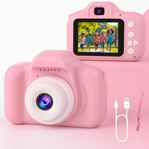 Image of Cots and Cuddles Kids Digital Camera for Boys & Girls | 1080P HD Video & 12MP Photo | Dual Lens, Rechargeable Toy Camera with Games & Filters for Kids Age 3-10 Years (Pink)