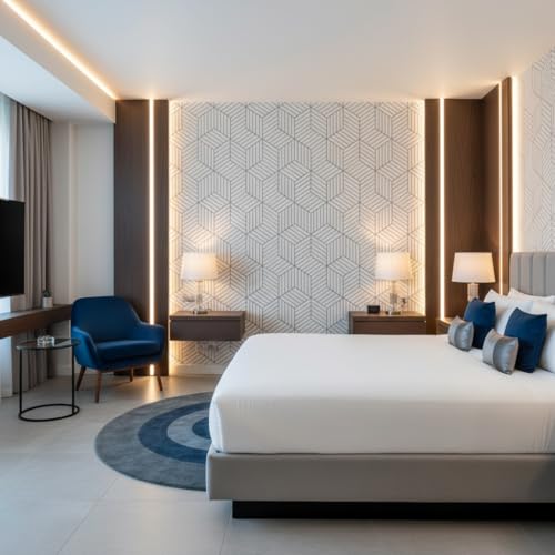 Image of Silver Geometric Wallpaper for Walls, 3D Cube Peel and Stick Wall Sticker, Self-Adhesive Waterproof Vinyl Decal for Home Decor, Kitchen, Furniture & DIY-Silver GEOMATRIC 45x300 CM (Pack of 1)