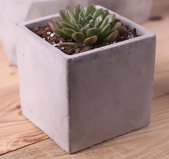 Miniatura 7 de Moldes de hormigón cuadrados de silicona para macetas de flores y macetas suculentas, soporte para tarro en forma de cubo para decoración de bonsái