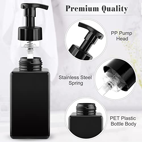 3 Pack 15oz/450ml Foaming Soap Dispenser Plastic Foam Pump Bottle Refillable Liquid Soap Container for Shampoo Body Hand Wash Bathroom Kitchen Sink - Black3