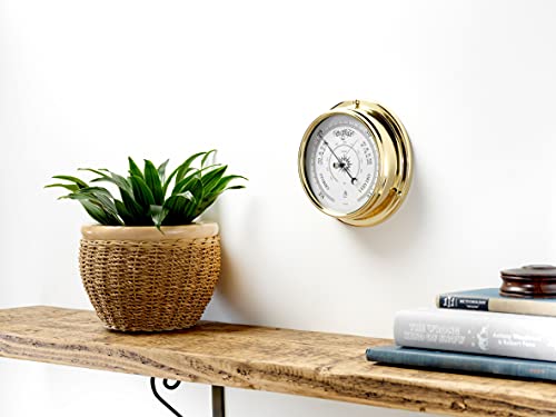 Tabic Traditional Brass Barometer, Heavy Lacquered Brass (1/2Kg), Weather Instrument, Yacht Ship Sailing Clock, Gift, Handmade In England #TOP1