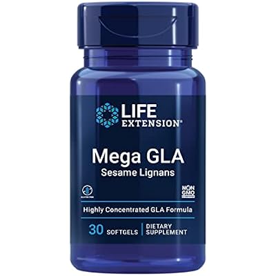 Life Extension Mega GLA Sesame Lignans, Omega-6 Fatty acids to Promote a Healthy inflammatory Response, Gluten Free, Non-GMO, 30 softgels
