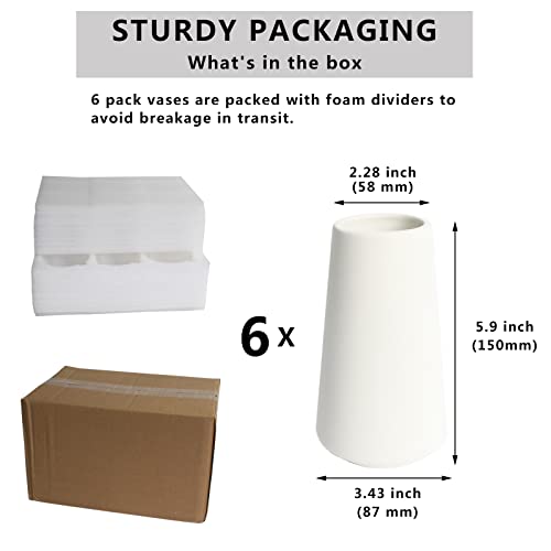 YANLING 6 Pack White Ceramic Vases for Home Decor, 6 Inch Modern Vases for Centerpieces Pampas Grass Table Vase, Boho Vases for Flowers Decor by YANLING - Image 3