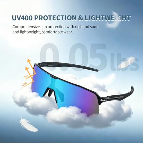 Image of BangLong XL 150MM Polarized Sport Sunglasses for Men Women UV400 Protection | TR90 Flexible Frame, TAC Scratch-Resistant Lens, 0.85oz Ultralight for Running Hiking Cycling Driving Baseball