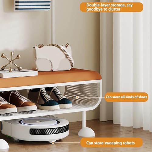 Banc de rangement stable et autonome avec patères intégrées