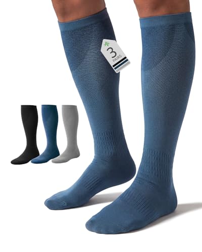 FAIRWIN Bamboo Viscose Compression Socks for Men Women 3 Pairs Knee High Soft Support for Nurse Running Travel Work