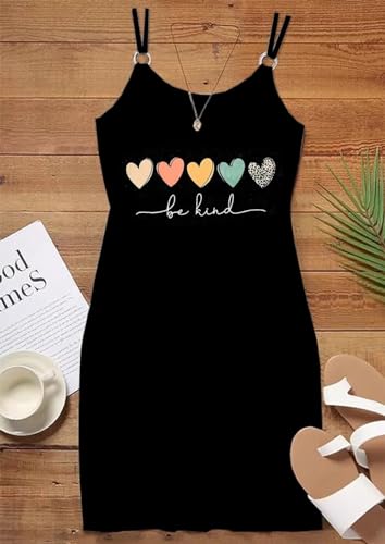Image of Live Simple Coconut Tree Color Block Mini Dress for Women Summer Beach Vacation Tank Dresses Sleeveless Short Dress