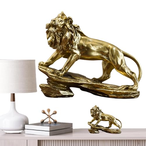 Ziurmut - Figura de león, estatua de guepardo | Figuras de león guepardo de resina, decoración del hogar - Figuras de colección artesanales hechas a mano, decoración de mesa para mueble TV,