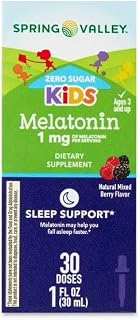Generic Spring Valley Kid’s Melatonin Liquid Dietary Supplement, 1 fl oz, 1mg, Berry Flavor
