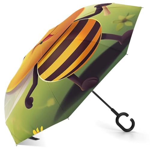 Bee Parapluie inversé compact pour voiture et sac à dos