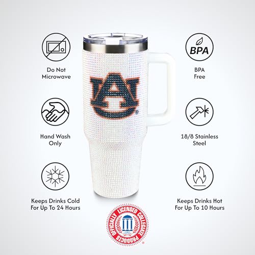 Image of The Memory Company Officially Licensed 40oz White Bling Game Day Tumbler, Auburn University