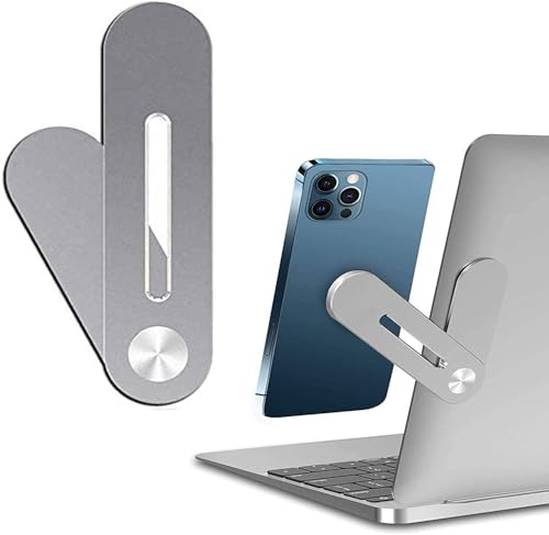 Image of SOOPII Laptop Phone Holder, Laptop or Desktop Monitor Side Mount Phone Holder, Slim Portable Foldable Smartphone Stand, Computer Monitor Expansion Bracket, Compatible with Any Phone, Silver (JDL-35)