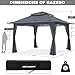 ABCCANOPY 13x13 Pop Up Gazebo, Outdoor Canopy Tent, Instant Screened Shelter with Mosquito Netting for Patio, Garden, Backyard, Party, Camping (Dark Gray)