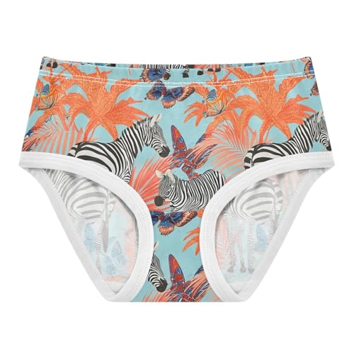 Zebras Orange Leaves Light Blue Cute Panties Girl Toddler Girls Underwear Cotton Artistic Underpants Briefs 2t