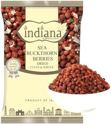 Indiana Sea Buckthorn Berry (200 gm) - Nourishes Skin | Rich in fatty Acids,Omega 3, 6, 7, 9, Collagen, Fiber, Omegas, Vitamin C, Vitamin E| No added Sugar | (200 grams)