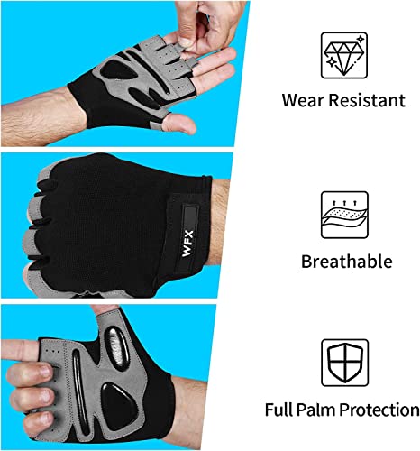 WFX Guantes de Gimnasio de Entrenamiento de Levantamiento de Pesas para Hombres y Mujeres, Soporte de muñeca, Acolchado Extra Agarre, protección de la Palma, Guantes de Entrenamiento de Fitness - imagen 5