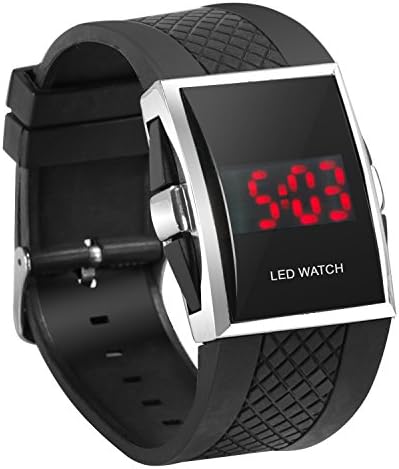 DIGIFLEX Luxury Digital Black Wristwatch - Red LED Light Sport Wrist Watch