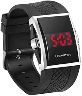 DIGIFLEX Luxury Digital Black Wristwatch - Red LED Light Sport Wrist Watch