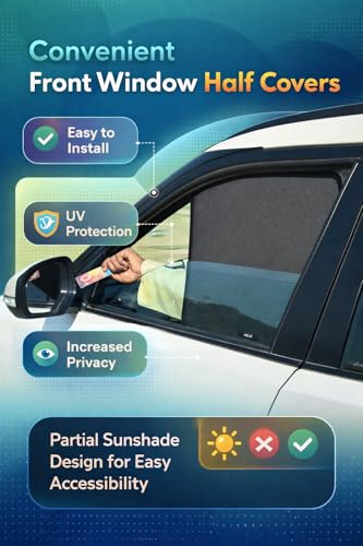 Image of Able Zed Black Half Car Magnetic Sun Shade Curtains for TATA Harrier Type-I Set of 4 Pcs (2019 to 2024 Model)