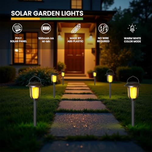 hardoll Solar Light Outdoor Garden Waterproof, Solar Lights for Home Outdoor, Warm White Solar Garden Pathway Lights, Easy DIY Installation, IP44... - Image 3