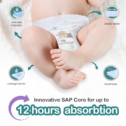 Baby Nappies Pull Ups Size 5 Bumbyy 150 Pack – Ultra-Absorbent Leak-Proof Nappy Pants for Sensitive Skin, Hypoallergenic & Dermatologically Tested with Soft Breathable 12hr Dry Protection