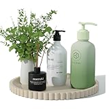 HighHerz Silicone Bathroom Countertop and Vanity Tray-10 Inch Round Silicone Bathroom Tray, Modern Bathroom Decor, Coffee Table Decor, Decorative Tray for Candle, Perfume, Plants (Khaki)