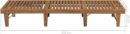 Miniatura 2 de vidaXL Tumbona plegable, madera de acacia maciza rústica, resistente a la intemperie, ajustable y duradera, perfecta para patio, piscina o jardín