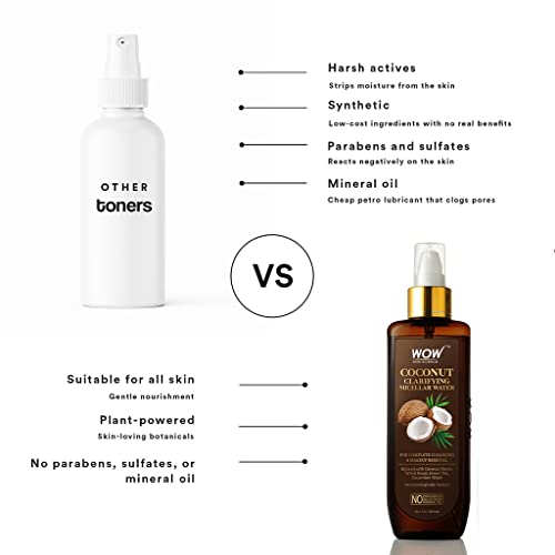 Wow Skin Science Coconut Micellar Water, Cleansing And Makeup Remover For Dry, Oily, Sensitive, Acne Prone Skin, Calming & Hydrating, Refreshing Beauty Product – Daily Use 200Ml (6.8 Fl Oz) #TOP3