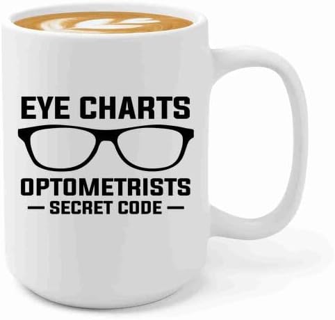 Optomerist Coffee Mug 15oz White -Eye charts - Doctor Pediatric Optometry Eye Care Professionals Optometry Gift