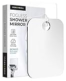 HONEYBULL Fogless Shower Mirror for Shaving – Anti-Fog Acrylic Mirror with Razor Holder, No-Drill Wall Mount, Flat Design for Steam Showers, Small 4x6in